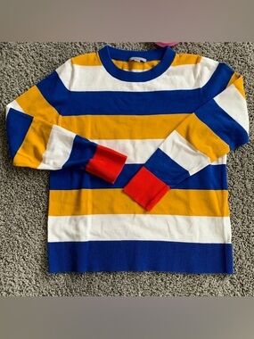 COS Striped Crewneck Sweater in Blue, Mustard, White & Red medium
